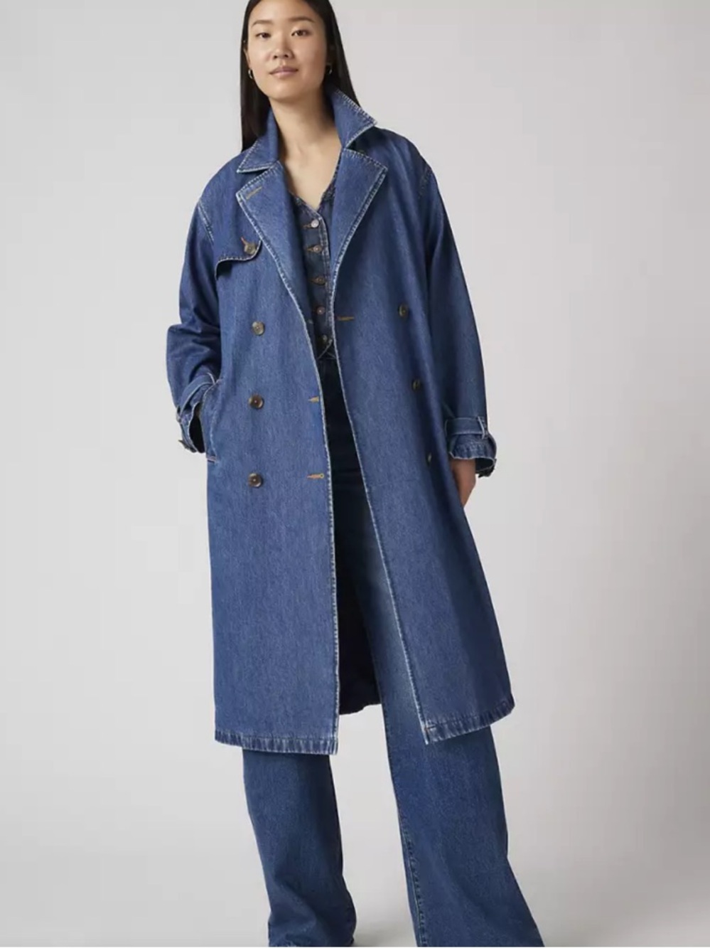 Levi's Blue Denim Trench Coat